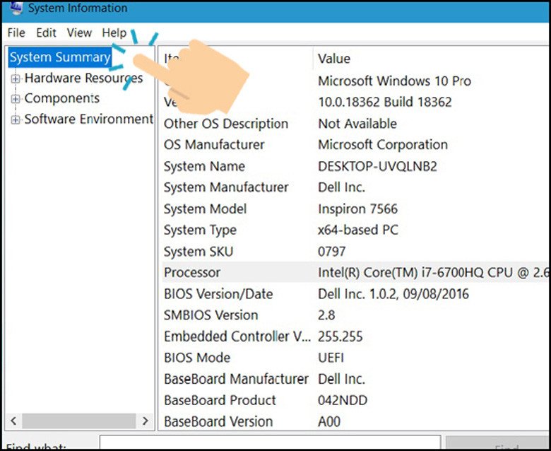 System Information kiểm tra CPU