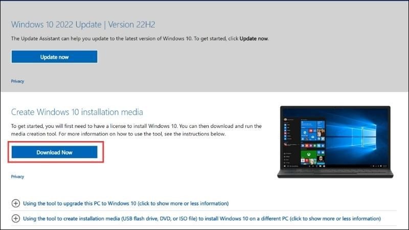 Tải công cụ Media Creation Tool để nâng cấp Windows 7 lên Windows 10