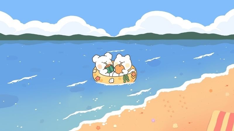 Tải hình nền cute màu xanh với hình vẽ ngôi nhà