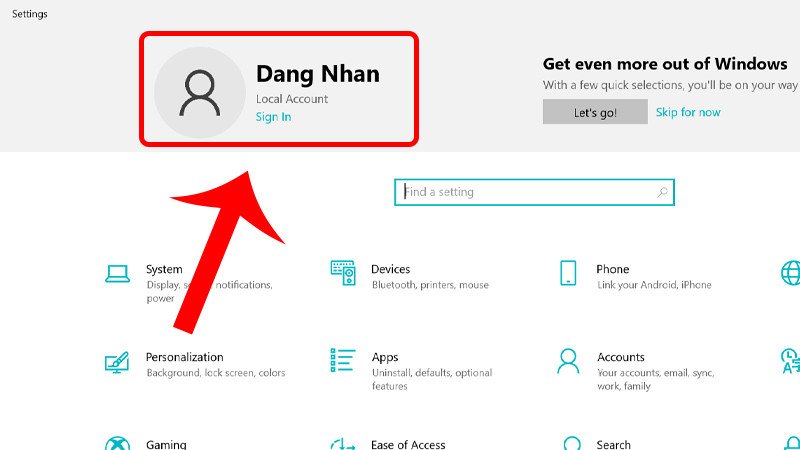 Tài khoản cục bộ đã được kích hoạt sau khi gỡ tài khoản Microsoft trên laptop