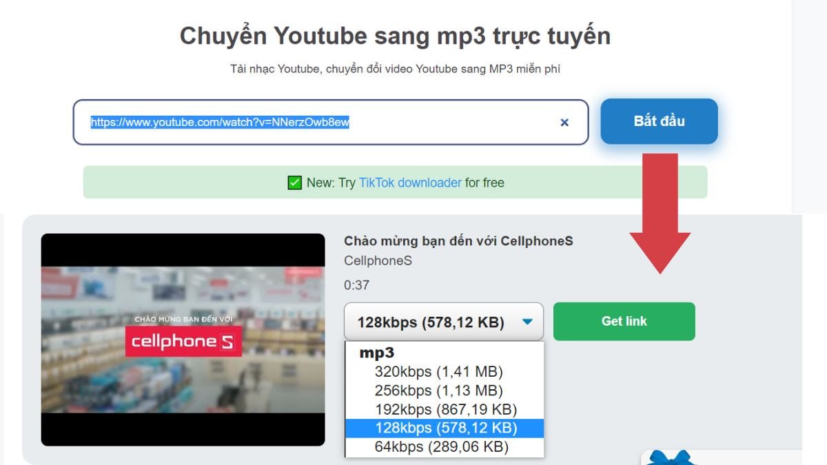 Tải MP3 YouTube về laptop với Ytmp3.cc