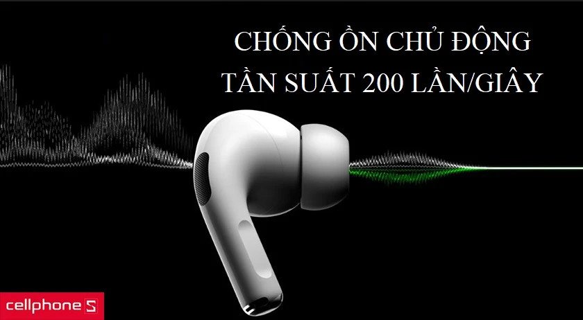 Tai nghe AirPods Pro màu trắng với đệm tai silicon, nổi bật trên nền tối.