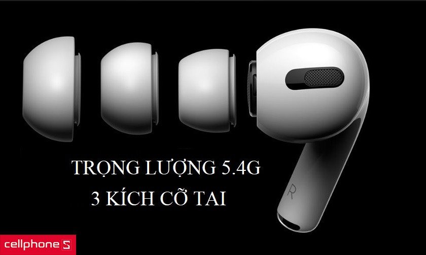 Tai nghe Apple AirPods Pro với thiết kế nhỏ gọn, mang lại cảm giác đeo thoải mái suốt cả ngày.