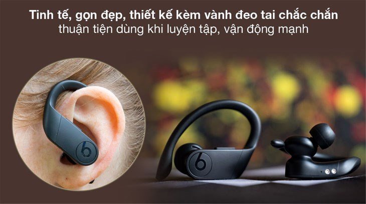 Tai nghe Beats Powerbeats Pro True Wireless với thiết kế tinh tế, phong cách, thể hiện đặc trưng của thương hiệu, tiêu chí nào để chọn mua tai nghe bluetooth chính hãng tốt nhất