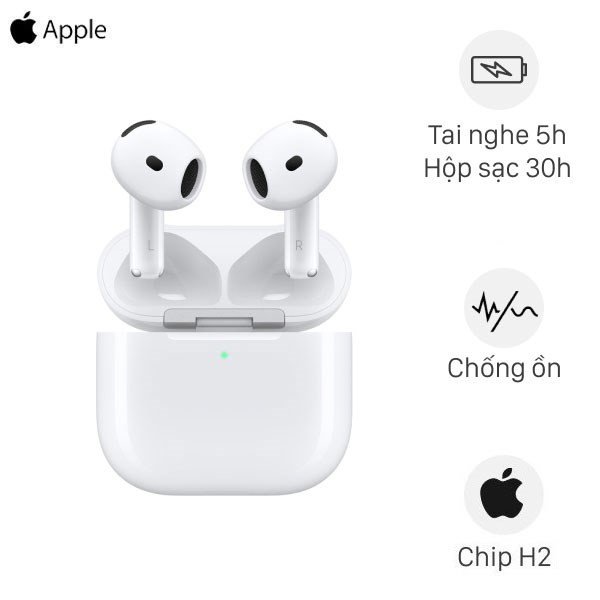 Tai nghe Bluetooth AirPods 4 (chống ồn) màu trắng tinh tế