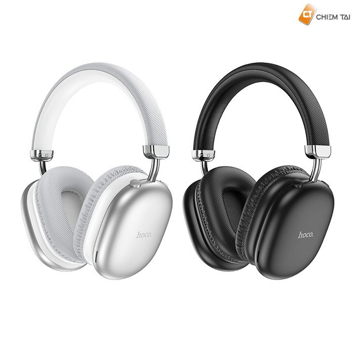 Tai nghe Bluetooth Hoco W35 Max với hai tùy chọn màu sắc đen và bạc