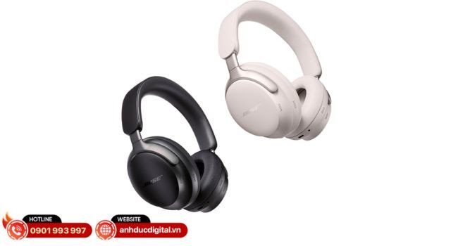 Tai nghe Bose QuietComfort Ultra Headphones màu trắng với đệm tai êm ái