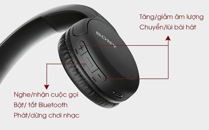 Tai nghe chụp tai Bluetooth Sony WH-CH510 trên mặt phẳng