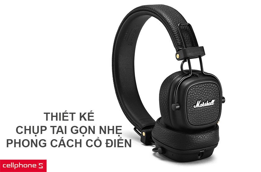 Tai nghe chụp tai Marshall Major 3 với thiết kế gập gọn cổ điển