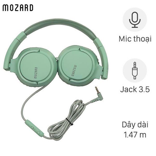 Tai nghe chụp tai Mozard IP-840 màu xanh lá, thiết kế gọn đẹp