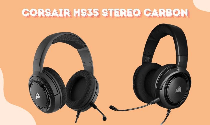 Tai nghe Corsair HS35 Stereo Carbon có micro tháo rời, chất âm ổn định