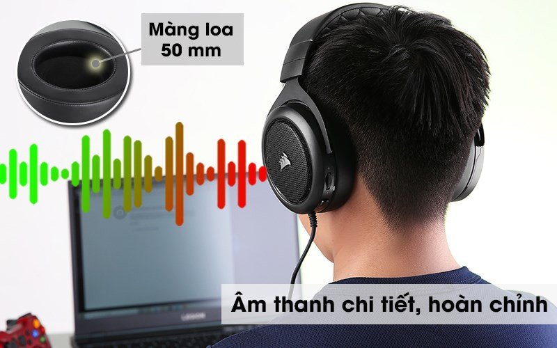 Tai nghe Corsair HS50 PRO Stereo Carbon với âm thanh chất lượng cao