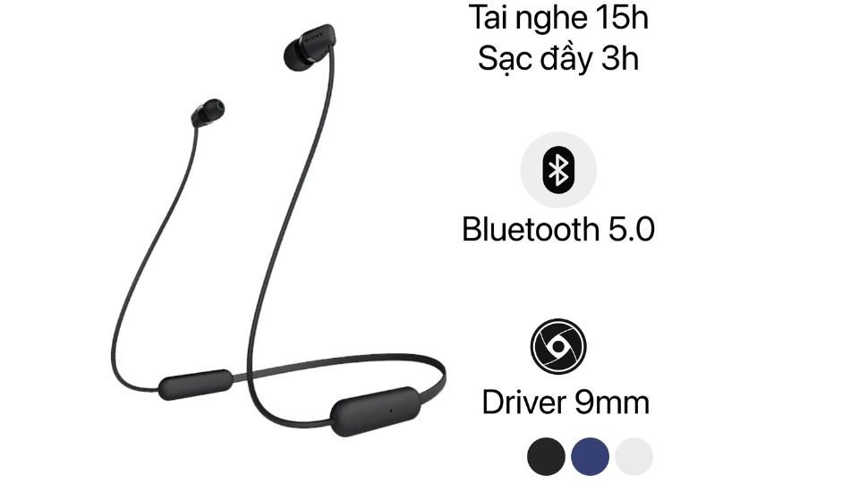 Tai nghe đeo cổ Sony WI-C200 với thời lượng pin ấn tượng và thiết kế gọn nhẹ