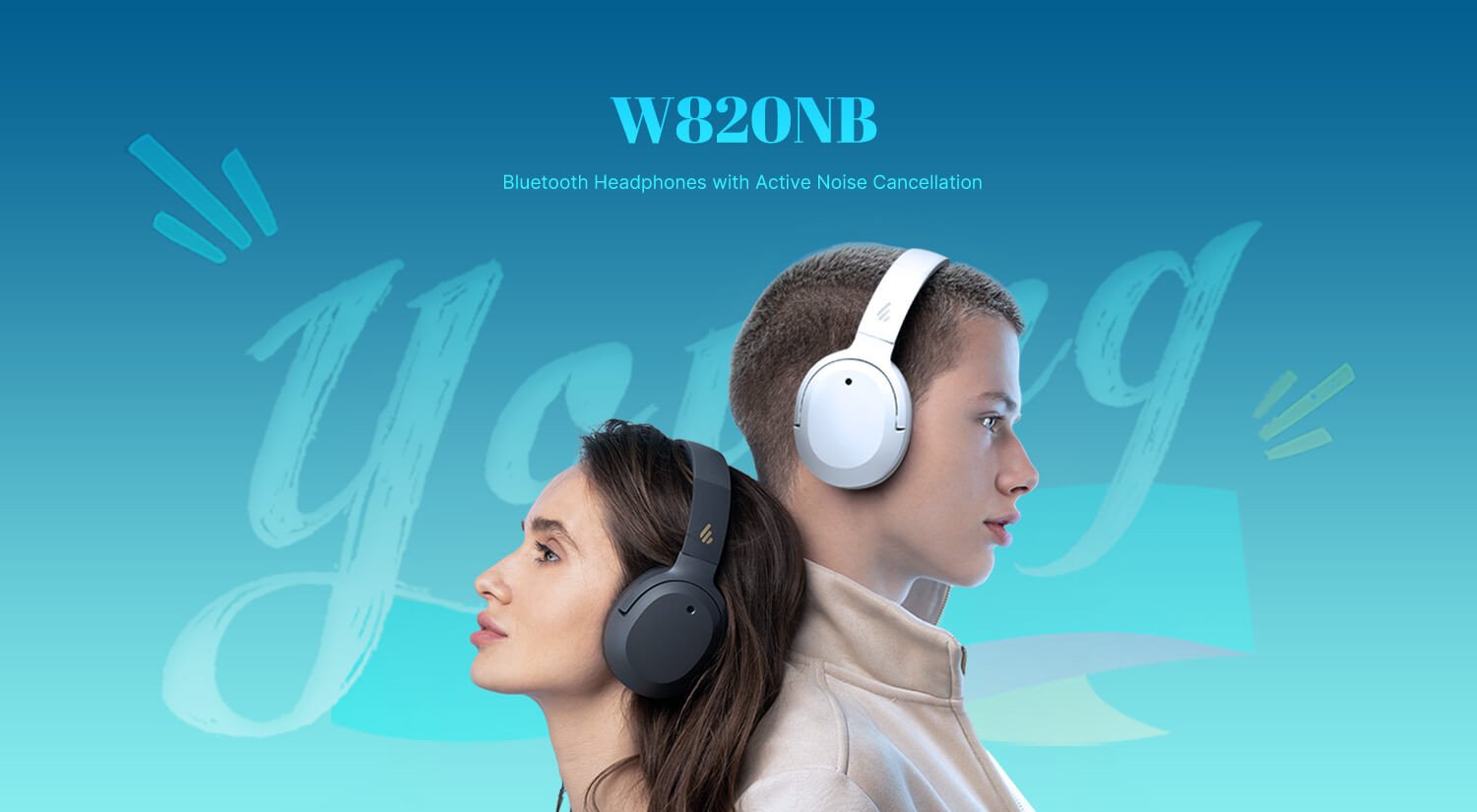 Tai nghe Edifier W820NB màu đen đang được đeo bởi một người, tận hưởng âm nhạc yên tĩnh và đắm chìm.