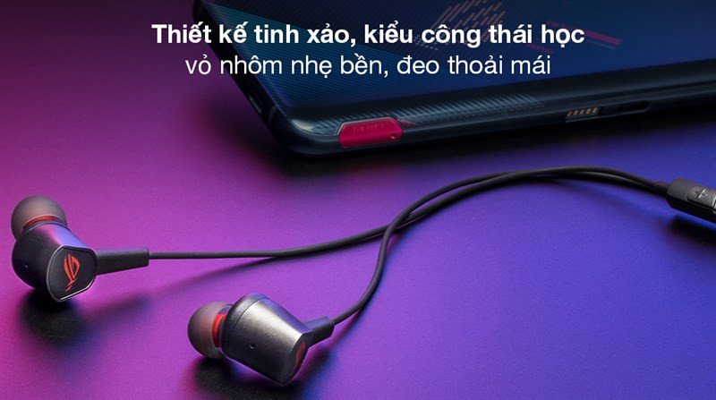 Tai nghe EP Gaming Asus Rog Cetra II Core màu đen với thiết kế công thái học