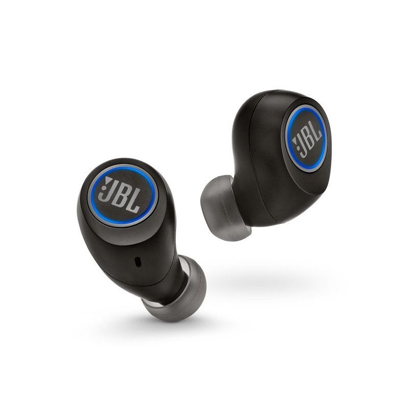 Tai nghe JBL Free màu đen được cầm trên tay, cho thấy hình dáng tổng thể