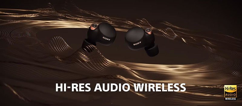 Tai nghe không dây Sony WF-1000XM4 màu đen, minh họa cho tai nghe hi res tiện lợi