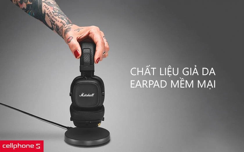 Tai nghe Marshall Major 4 với thiết kế cổ điển, logo Marshall nổi bật trên chụp tai
