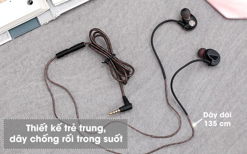 Tai nghe nhét tai dual driver EP Mozard S80 với thiết kế gaming mạnh mẽ