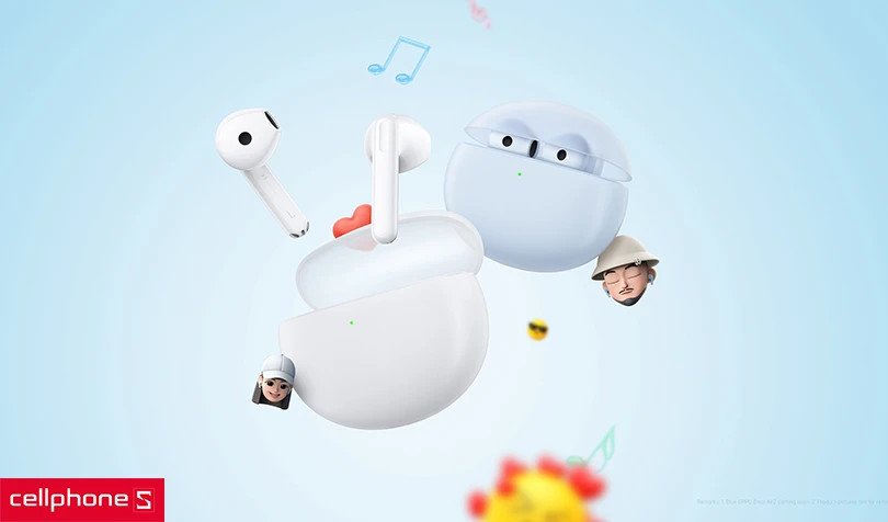 tai nghe oppo enco air 2 với thiết kế earbuds trắng tinh tế