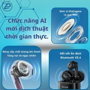 Tai nghe phiên dịch Lenovo XT92 PRO với đèn LED xanh neon rực rỡ, thể hiện phong cách gaming hiện đại.