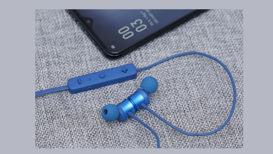 Tai nghe quàng cổ Roman S205 màu xanh thời thượng và đệm tai cao su