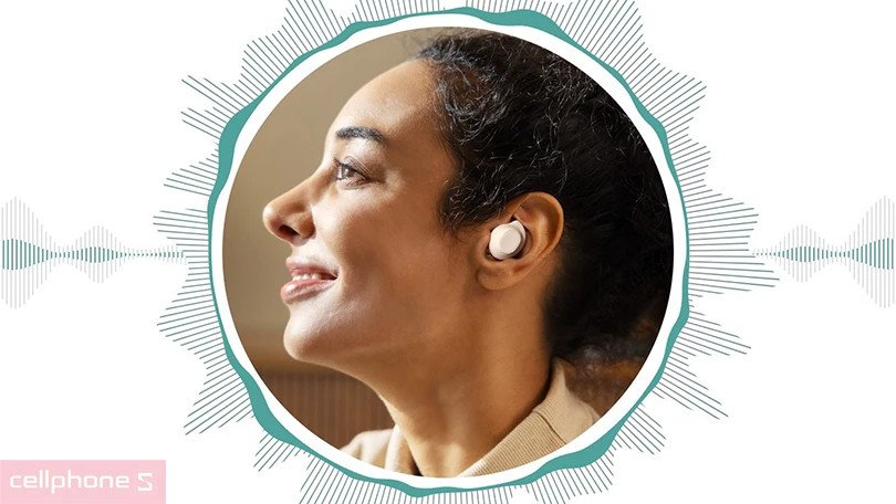 Tai nghe Samsung Buds FE màu trắng hiển thị tính năng khử tiếng ồn