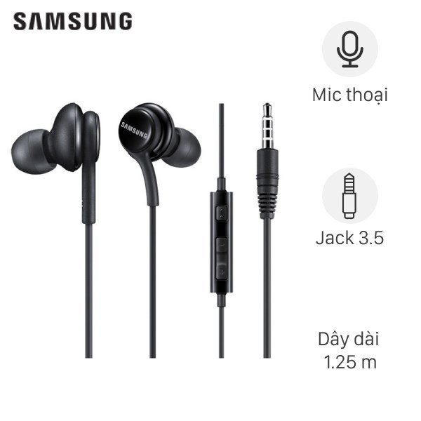 Tai nghe Samsung IA500 in-ear với đệm cao su êm ái, màu đen