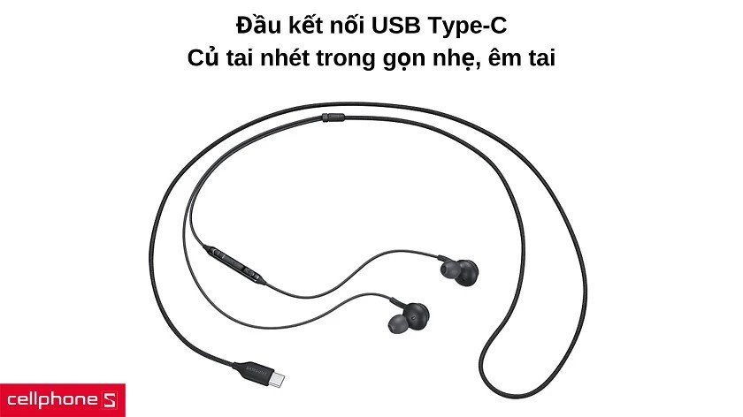 Tai nghe Samsung Type C với thiết kế nhét tai thoải mái và đầu cắm USB Type-C