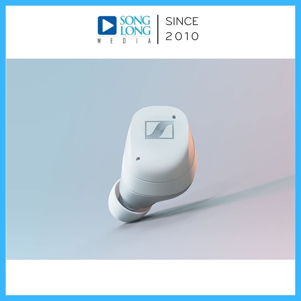 Tai nghe Sennheiser Momentum True Wireless 3 cùng hộp sạc trên mặt phẳng
