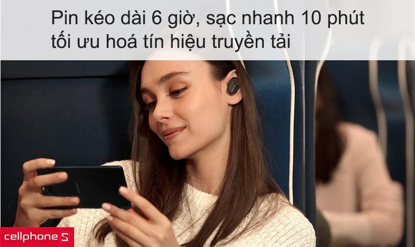 Tai nghe Sony WF-1000XM3 có thời lượng pin 6 giờ và sạc nhanh tiện lợi