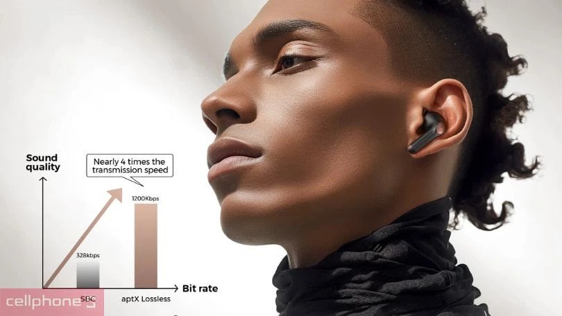 Tai nghe SoundPEATS Air 4 Pro màu đen đặt cạnh hộp sạc, thể hiện chất lượng âm thanh cao cấp