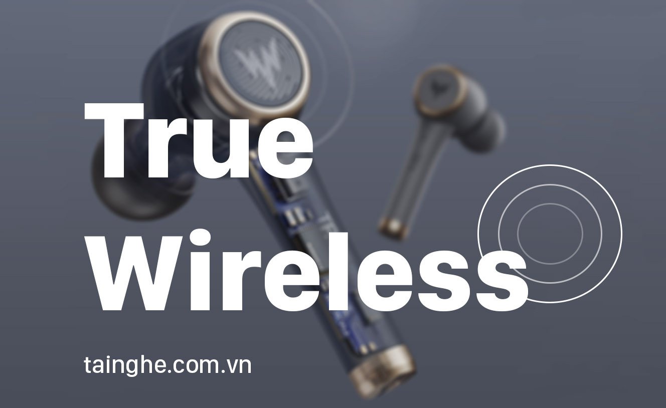 Tai nghe true wireless hiện đại trong hộp sạc, thể hiện sự nhỏ gọn và tiện lợi