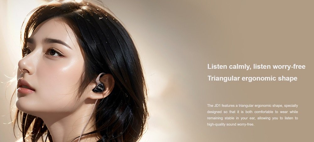 Tai nghe Type-C FiiO JD1 với thiết kế công thái học hình tam giác ôm sát tai