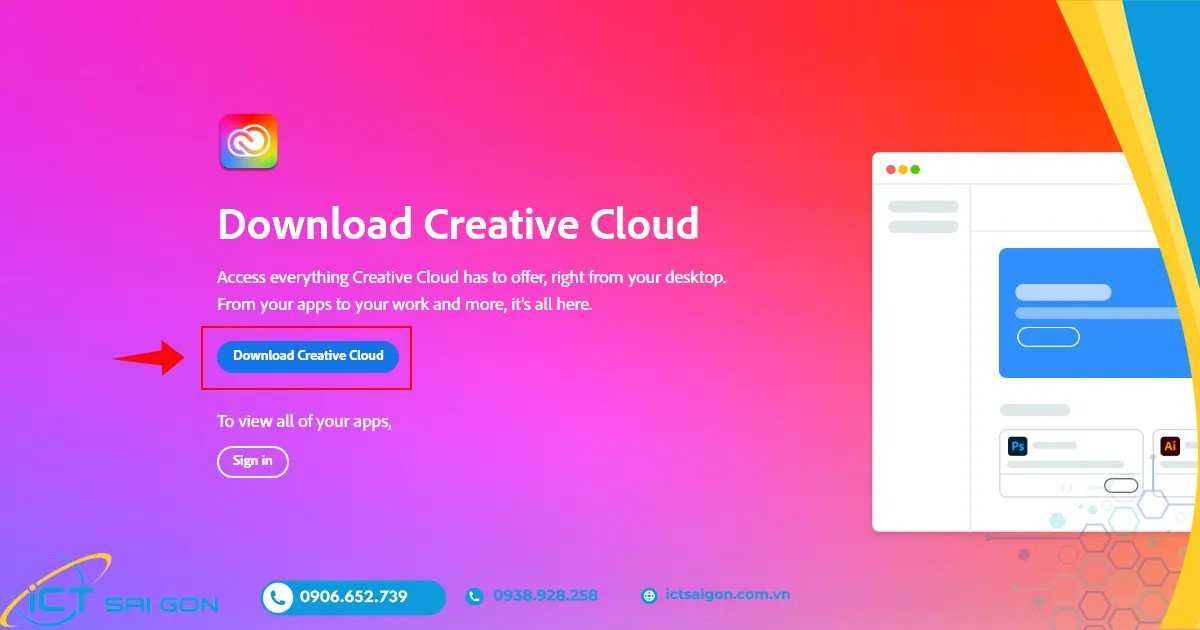 Tải ứng dụng Creative Cloud để cài đặt Photoshop