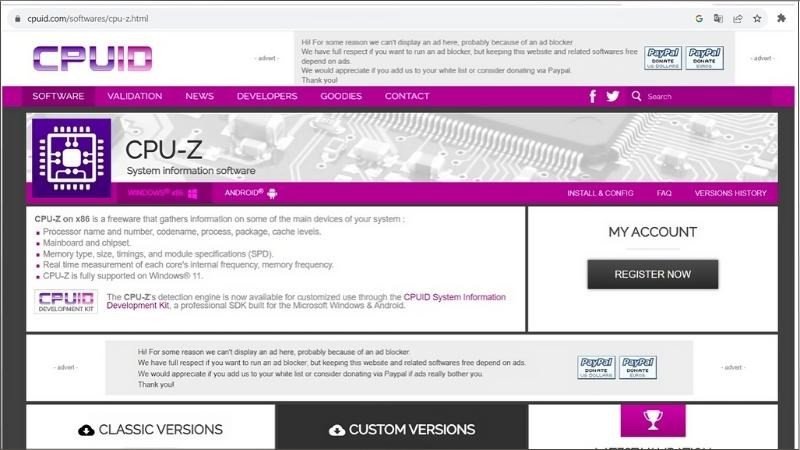 Tải và cài đặt phần mềm CPU-Z để xem model của Mainboard