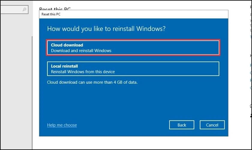 Tải Windows từ Cloud để sửa lỗi bàn phím