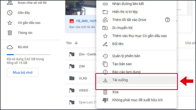 Tải xuống video từ Google Drive về laptop sau khi chuyển từ điện thoại