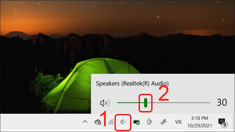 Tăng âm lượng loa laptop Asus trên thanh Taskbar