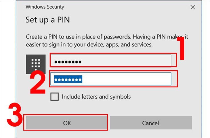 tạo mã pin để đăng nhập laptop