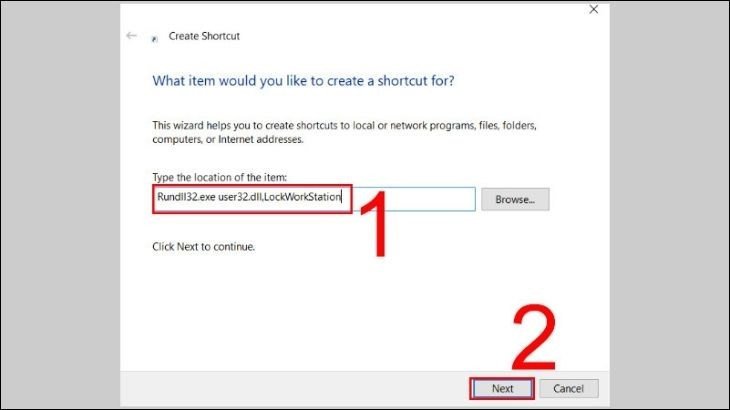 Tạo shortcut khóa màn hình laptop trên Desktop