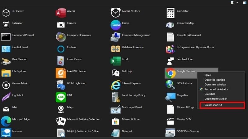 Tạo shortcut từ AppsFolder để hiển thị ứng dụng trên màn hình laptop