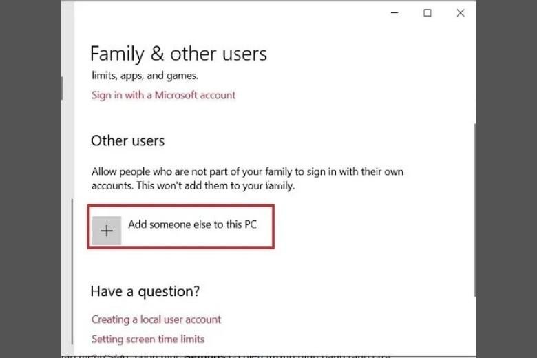 Tạo tài khoản người dùng mới trên laptop Asus