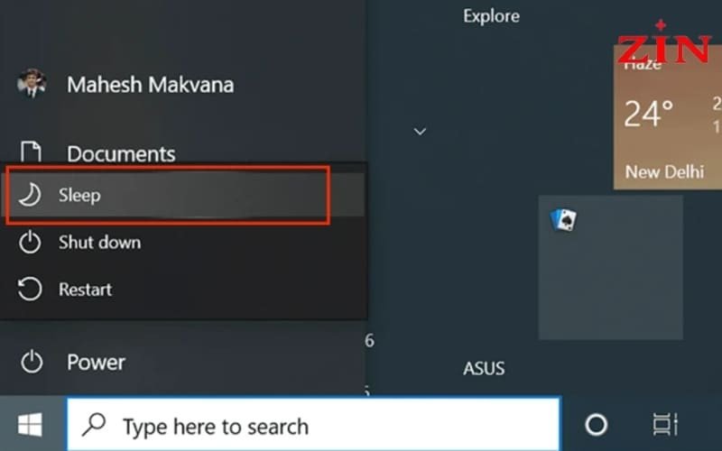 Tắt màn hình qua Sleep