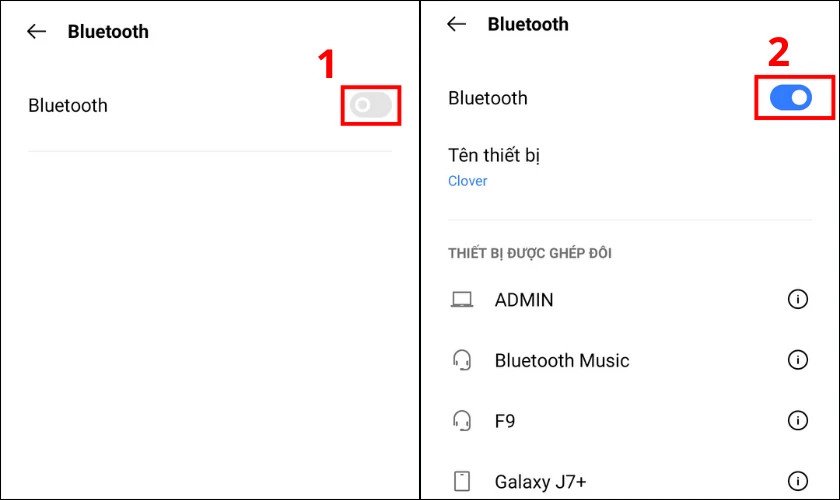 tắt và bật lại Bluetooth trên điện thoại để khắc phục lỗi