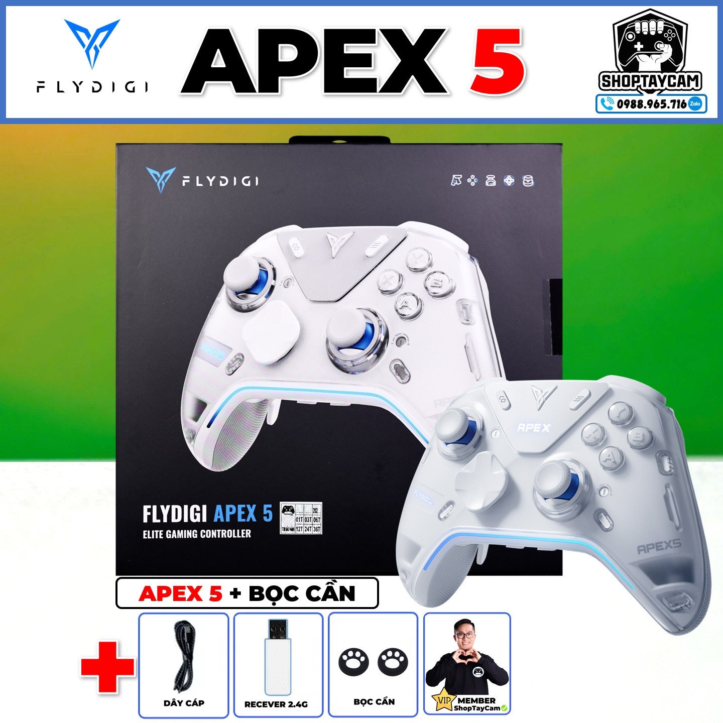 Tay cầm chơi game Flydigi Apex 5 kết nối Bluetooth cho laptop và PC