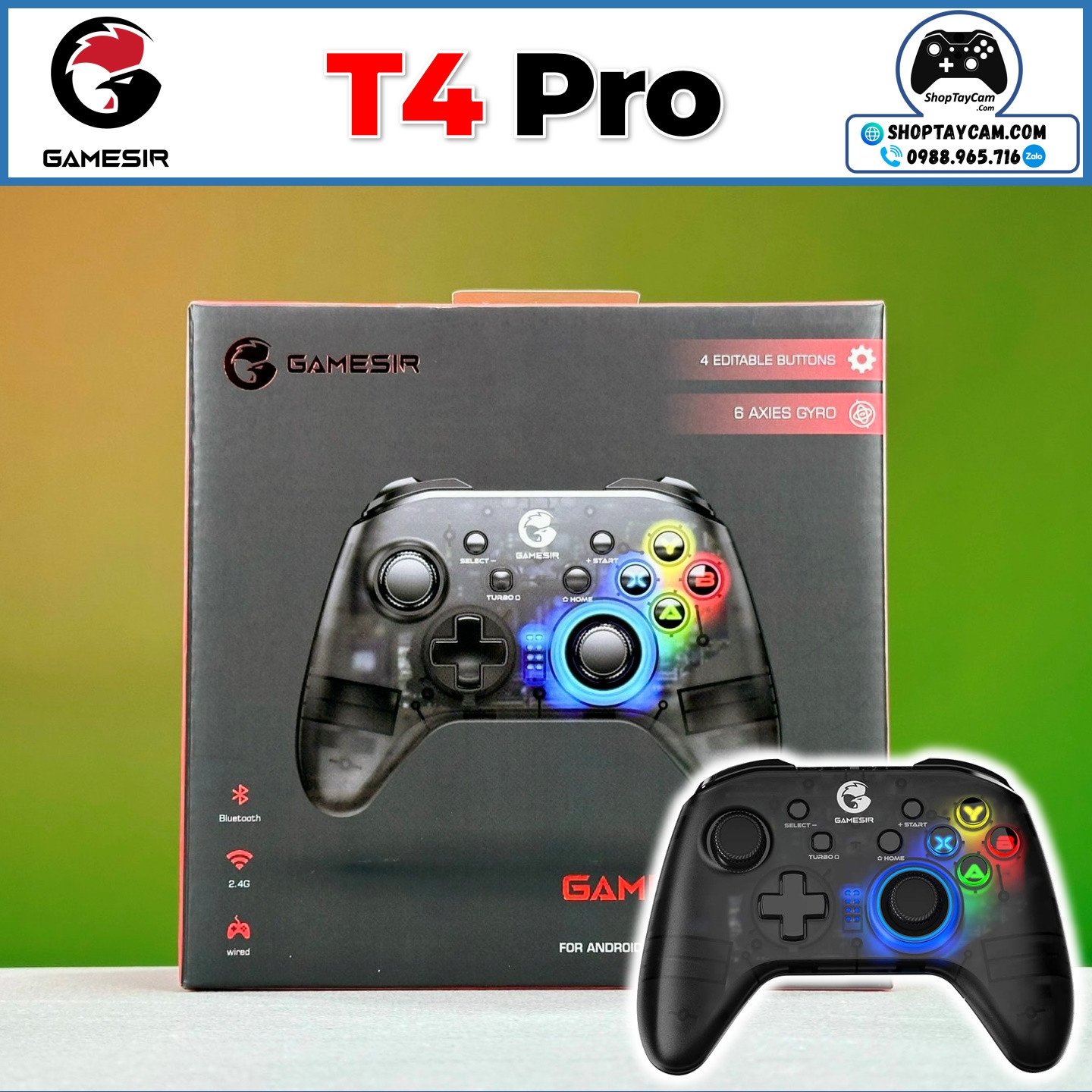 Tay cầm chơi game GameSir T4 Pro không dây kết nối Bluetooth cho PC laptop
