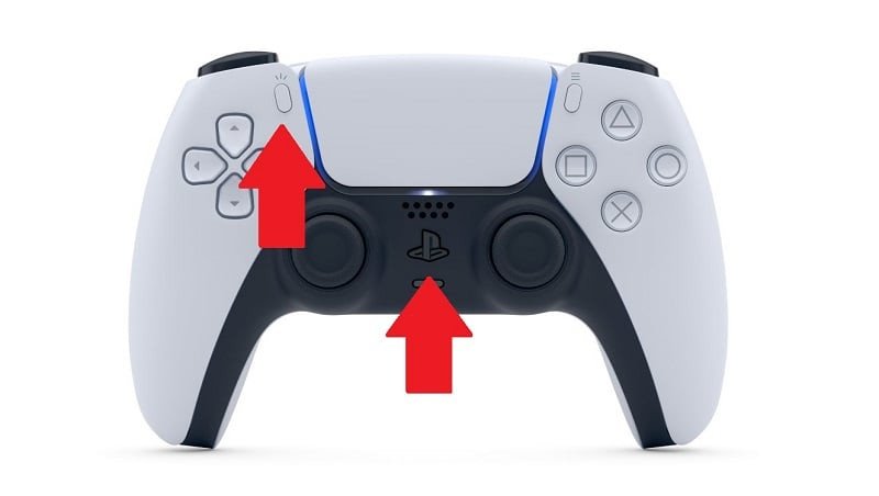 Tay cầm DualSense với đèn báo hiệu đang ghép nối