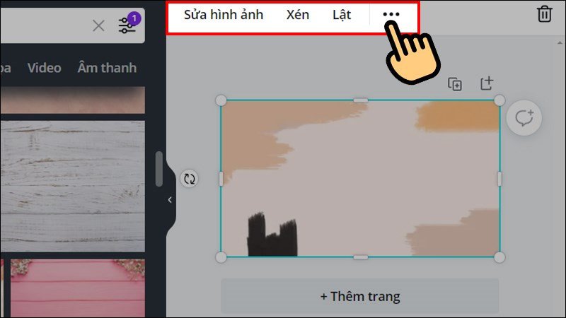 Thanh công cụ chỉnh sửa chi tiết các yếu tố khi thiết kế hình nền laptop trên Canva