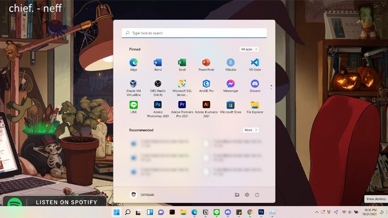Thanh Taskbar hiện ra, giúp thu nhỏ cửa sổ hoặc hiển thị màn hình chính laptop